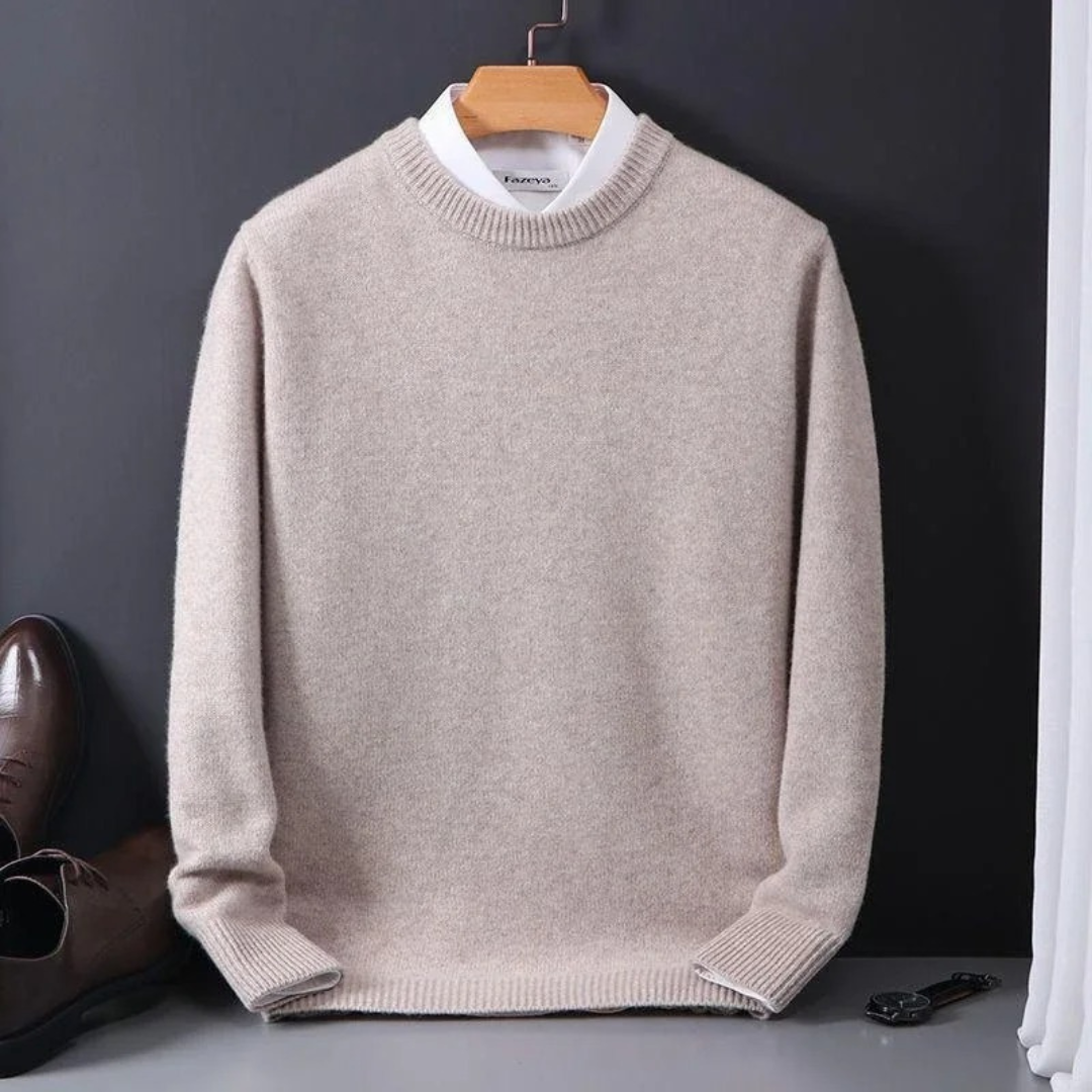 Pull col rond toucher cachemire maille fine homme