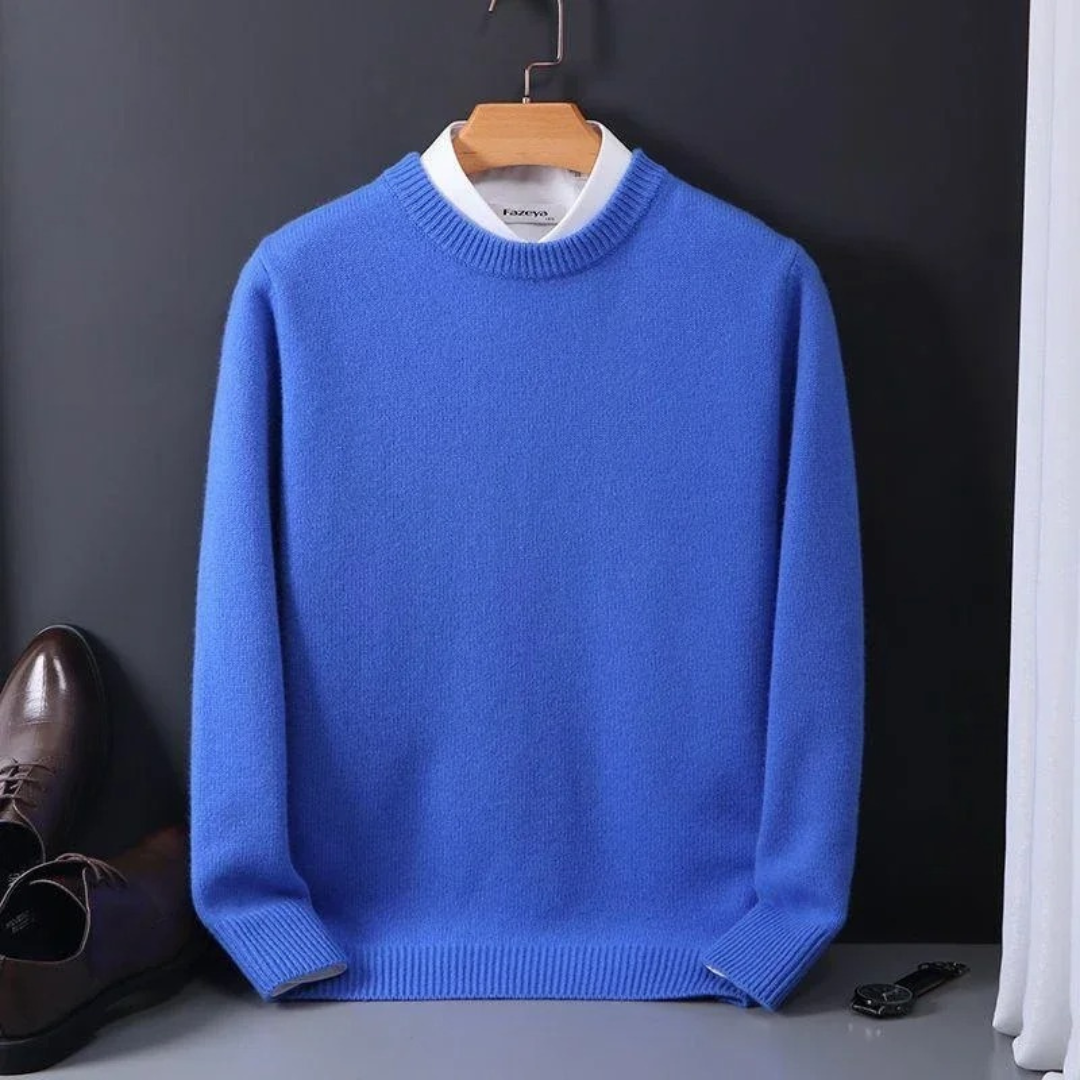 Pull col rond toucher cachemire maille fine homme
