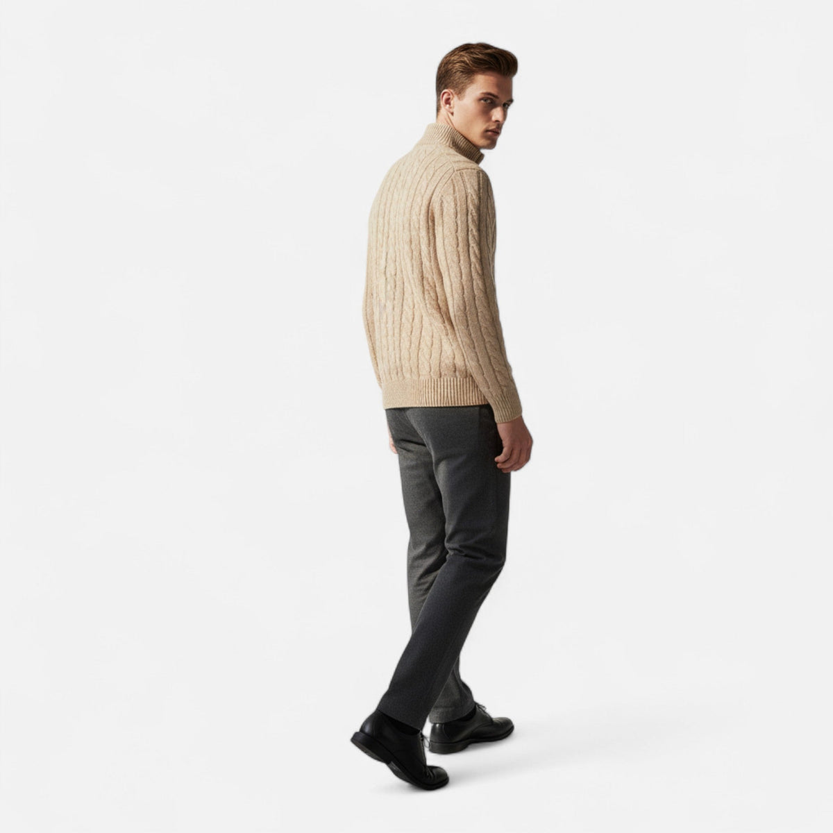 Pull camionneur demi-zip maille torsadée homme