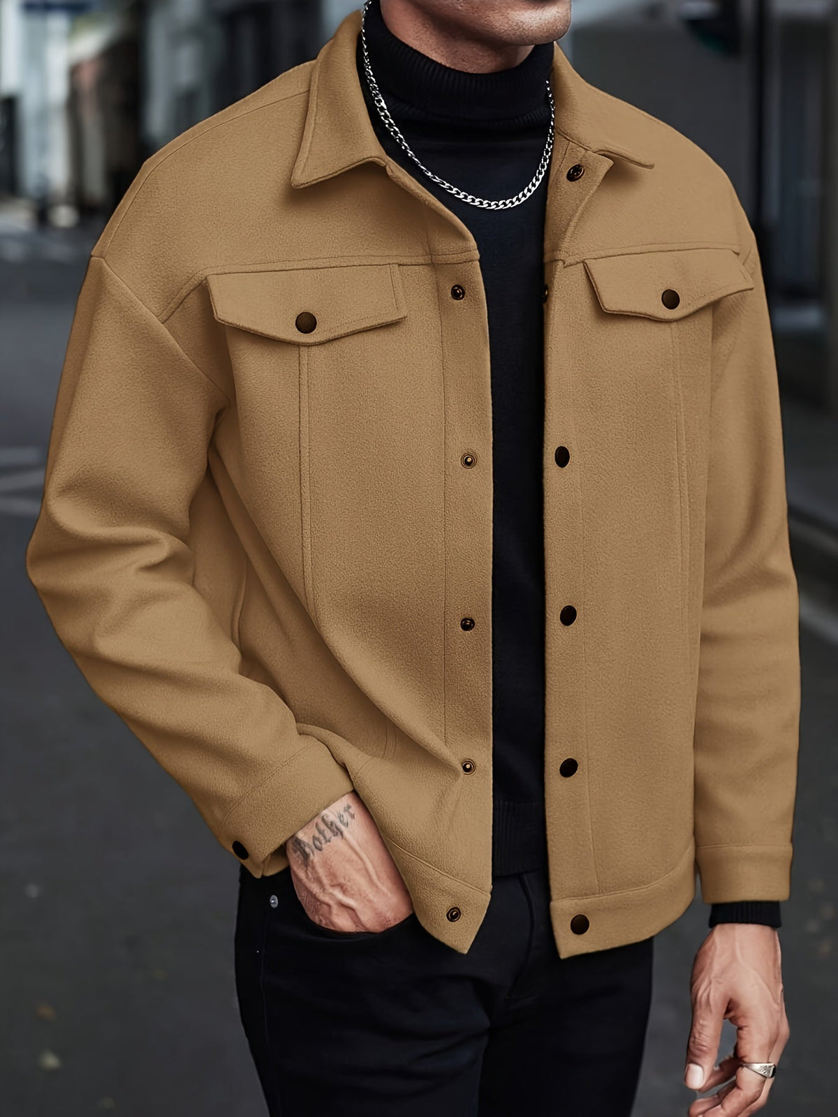 Veste unie à col à revers