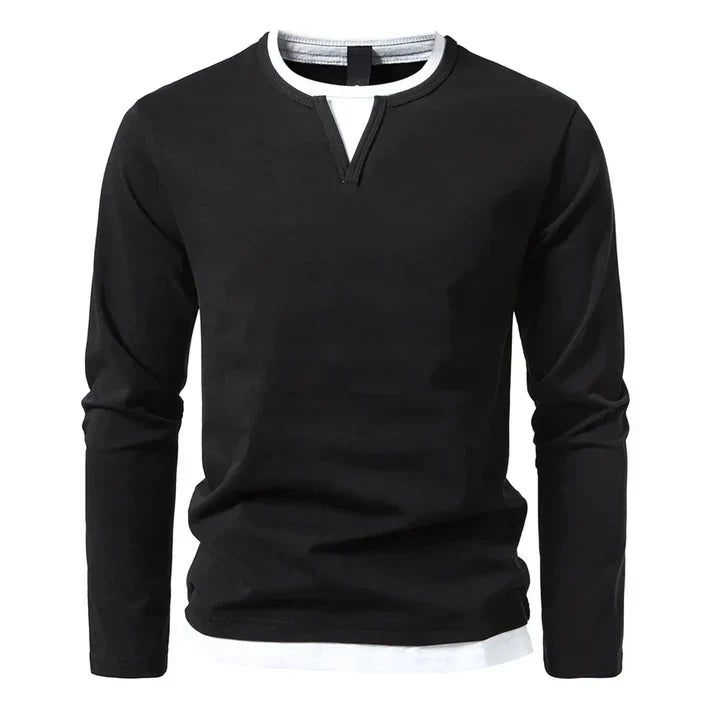 T-shirt manches longues à col fendu
