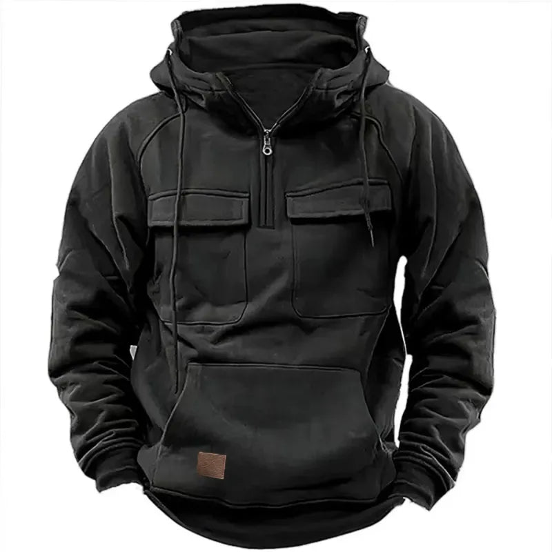 Sweat à capuche demi-zip avec poches