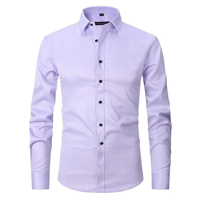 Chemise extensible manches longues homme Messine, coloris lavande