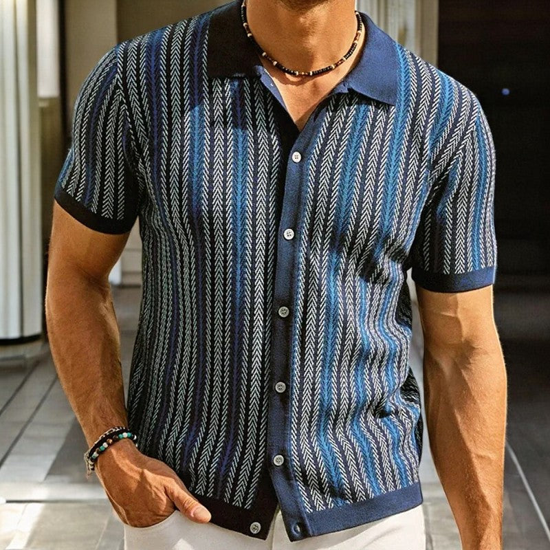 Chemise manches courtes à motif chevron