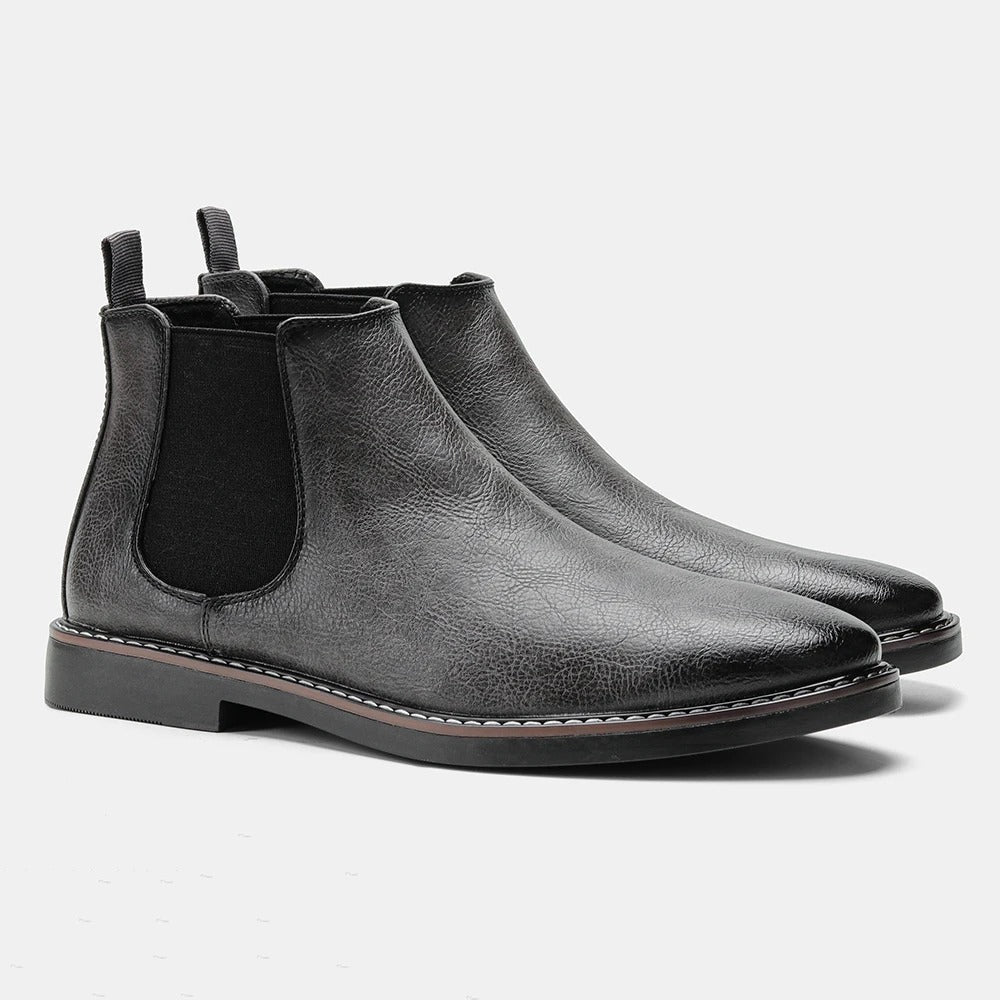 Bottines chelsea aspect cuir patiné