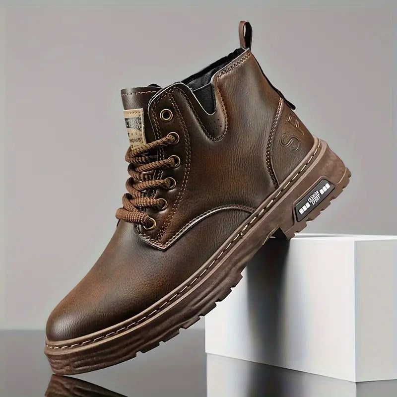 Bottes en cuir véritable à lacets silhouette affirmée maîtrisée homme – Cussac