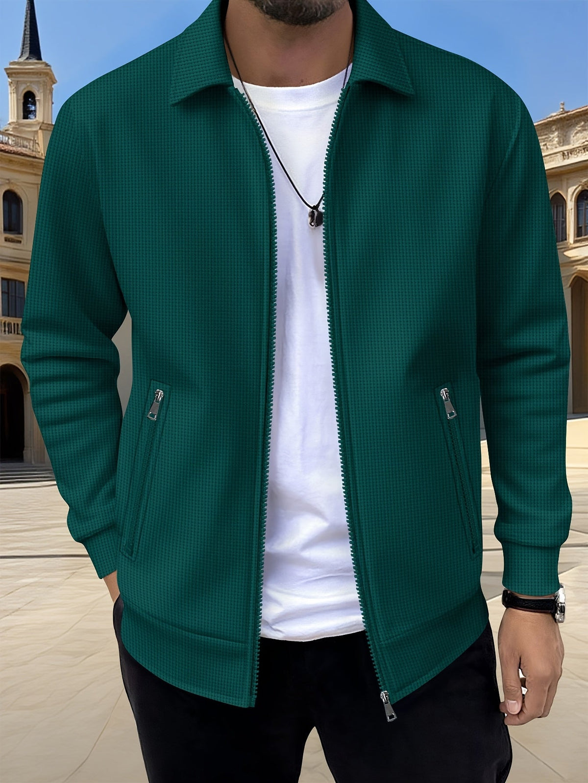 Veste zippée légère à col à revers