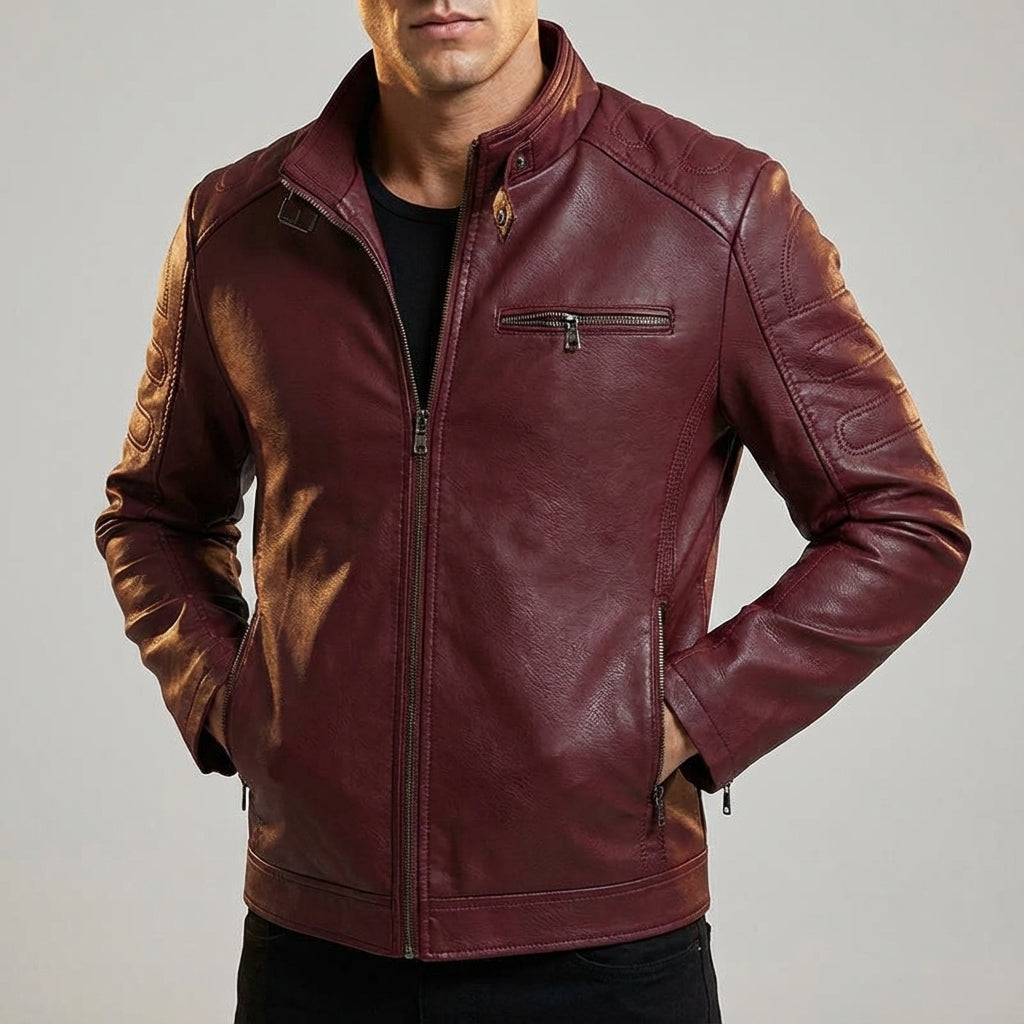 Veste esprit motard à zip intégral