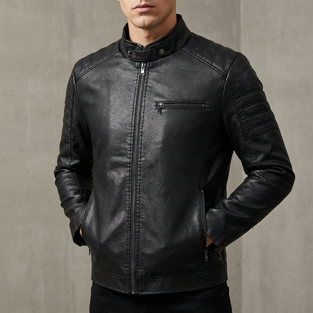 Veste esprit motard à zip intégral