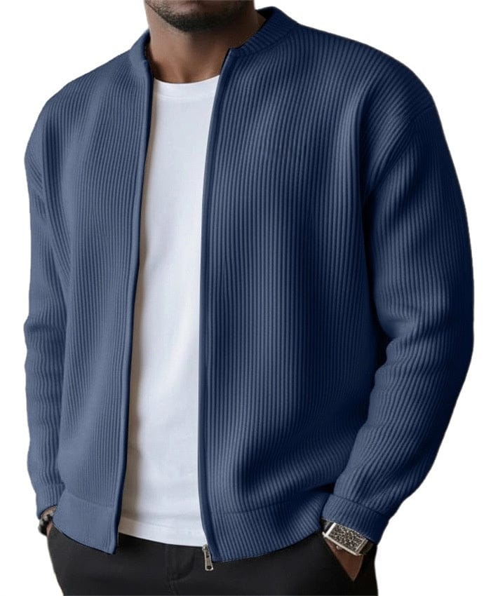 Cardigan zippé en maille côtelée