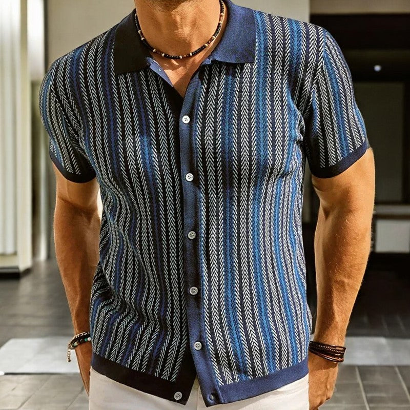 Chemise manches courtes à motif chevron
