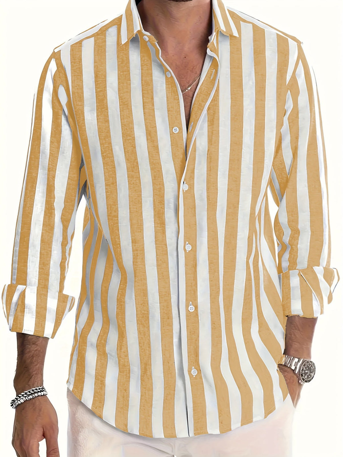 Chemise rayée col à revers