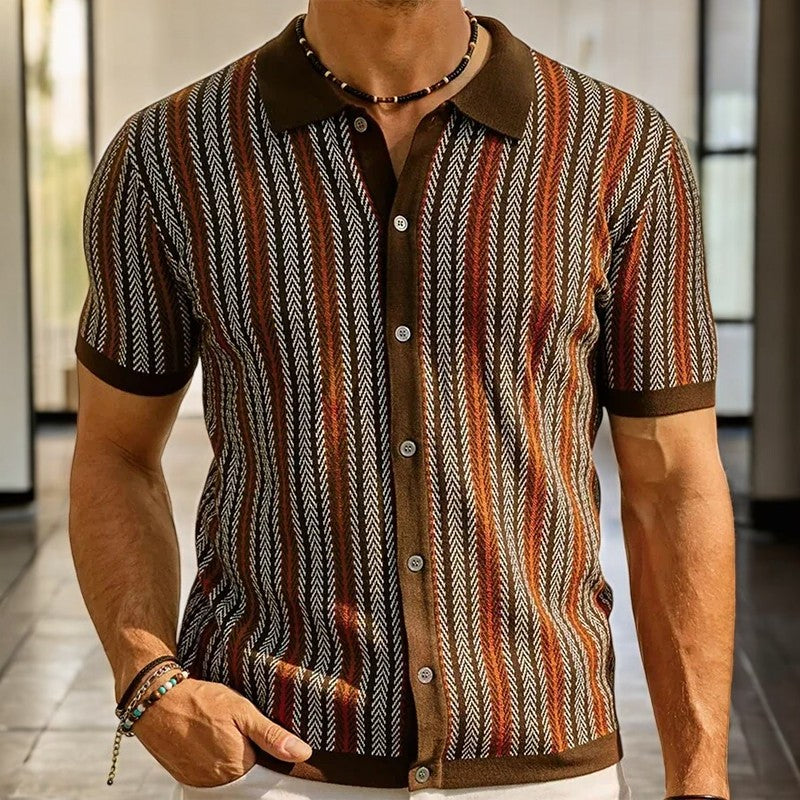 Chemise manches courtes à motif chevron