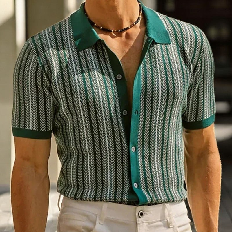 Chemise manches courtes à motif chevron
