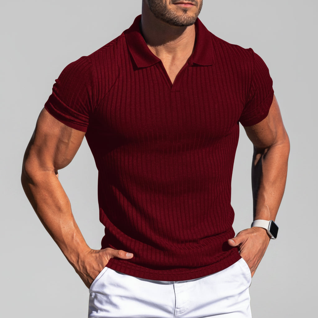 Polo texturé uni à manches courtes