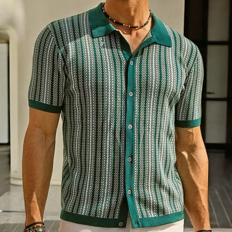 Chemise manches courtes à motif chevron