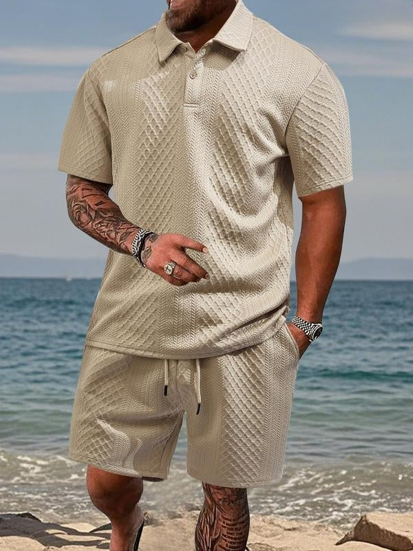 Ensemble polo et short en maille texturée