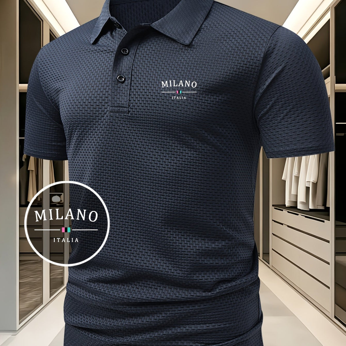 Polo en maille à motif géométrique