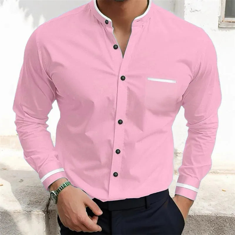 Chemise col officier liserés blancs contrastés