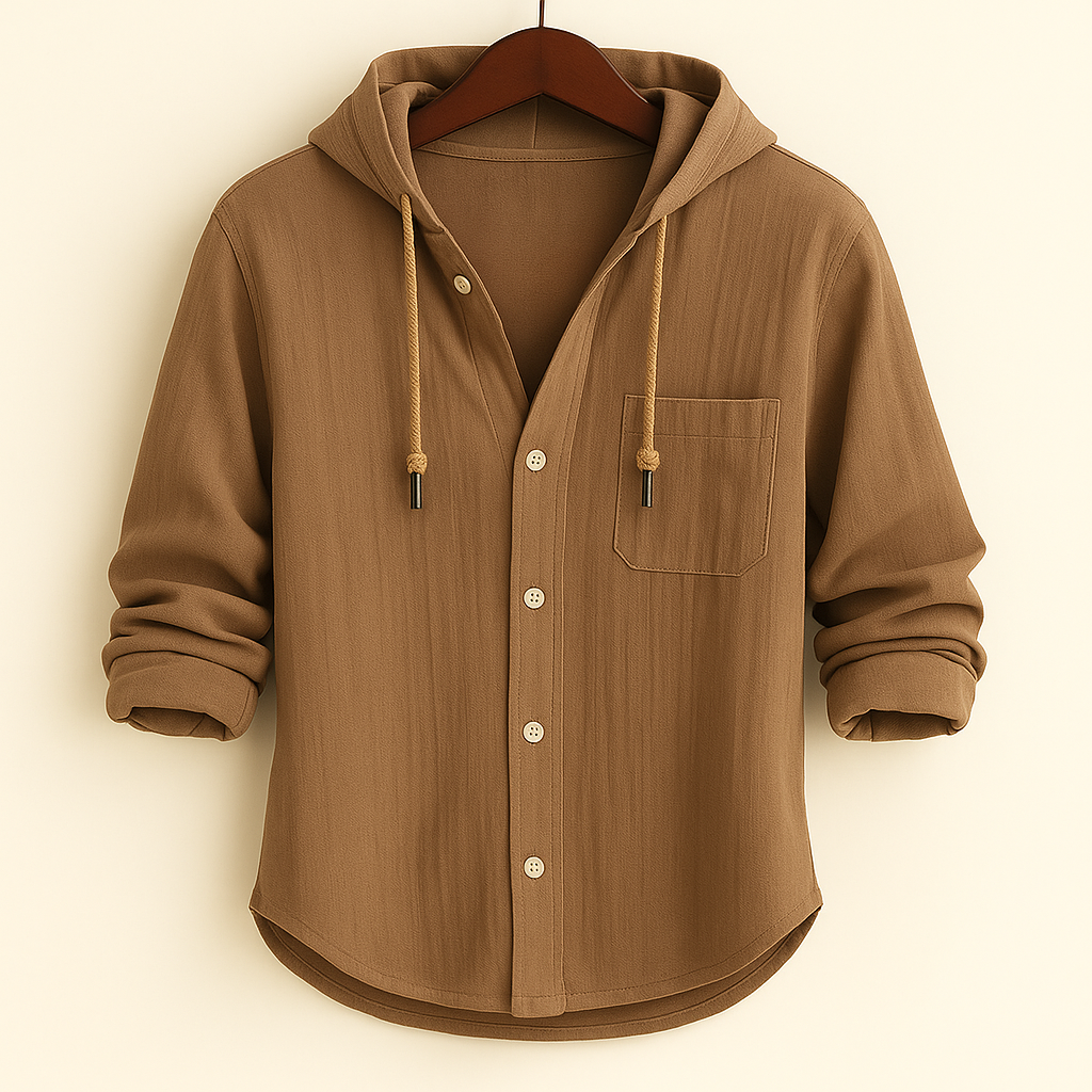 Chemise en coton doux à capuche coupe décontractée homme – Andernos