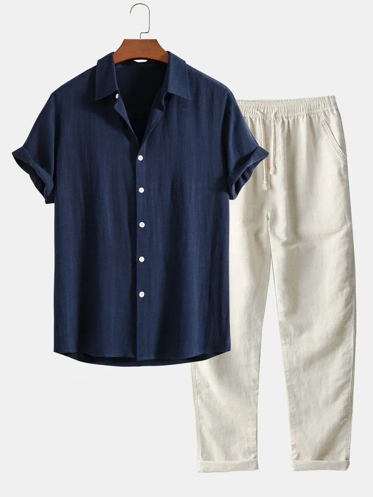 Ensemble en lin chemise et pantalon coupe décontractée homme – Grasse