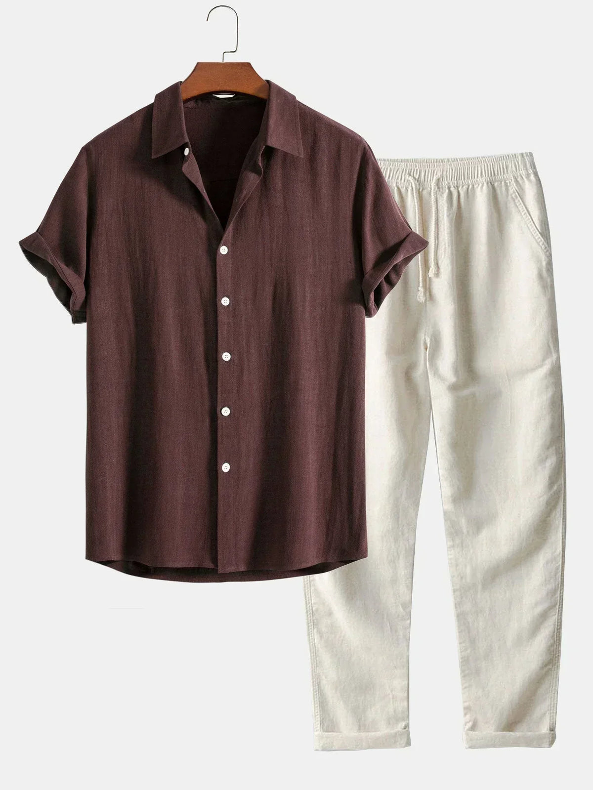 Ensemble en lin chemise et pantalon coupe décontractée homme – Grasse