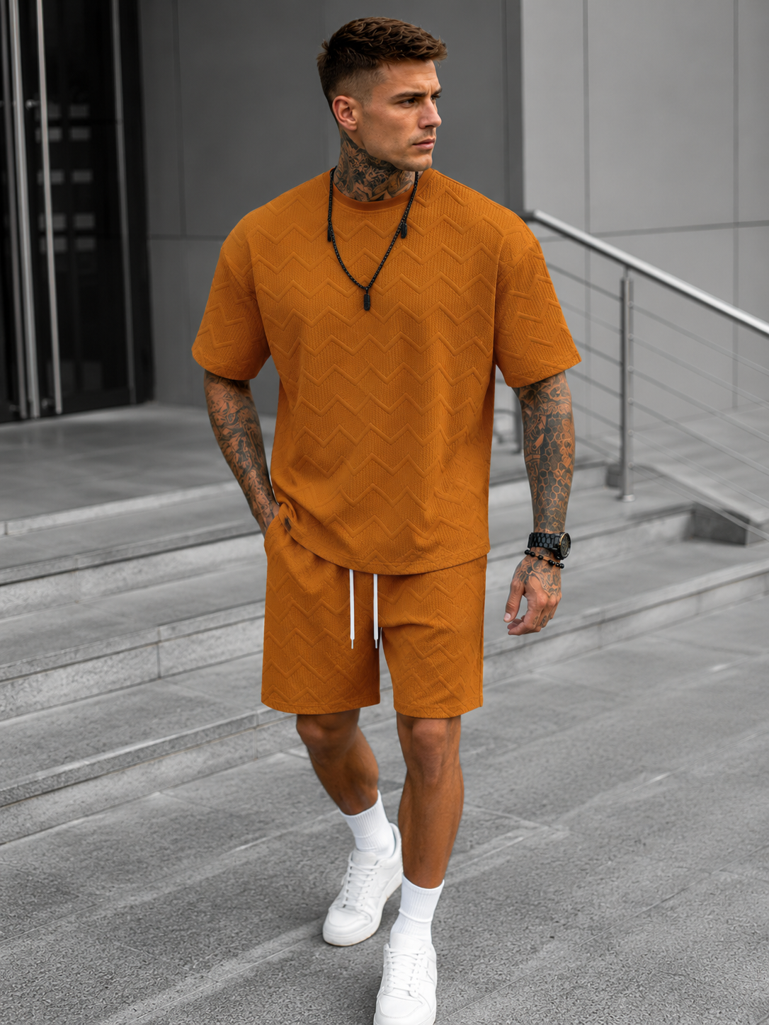 Ensemble t-shirt oversize et short assorti été style chic intemporel homme – Bussy