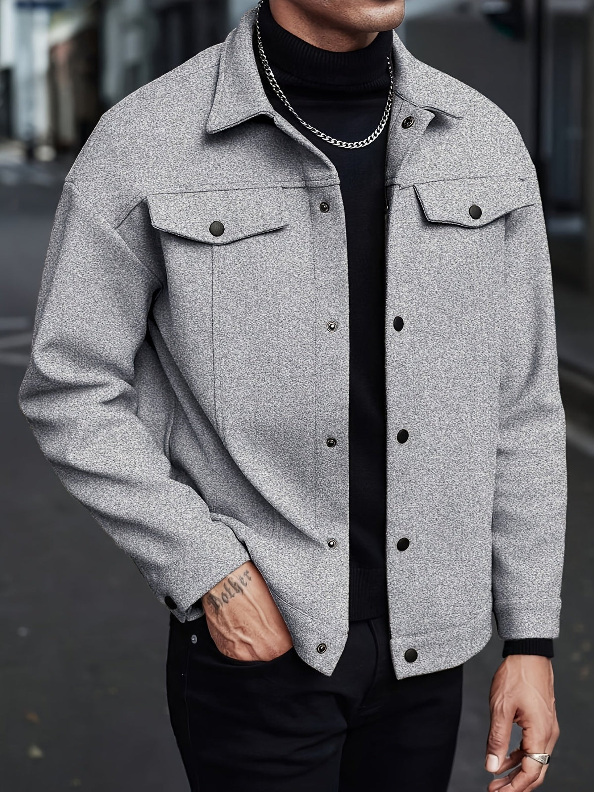Veste unie à col à revers