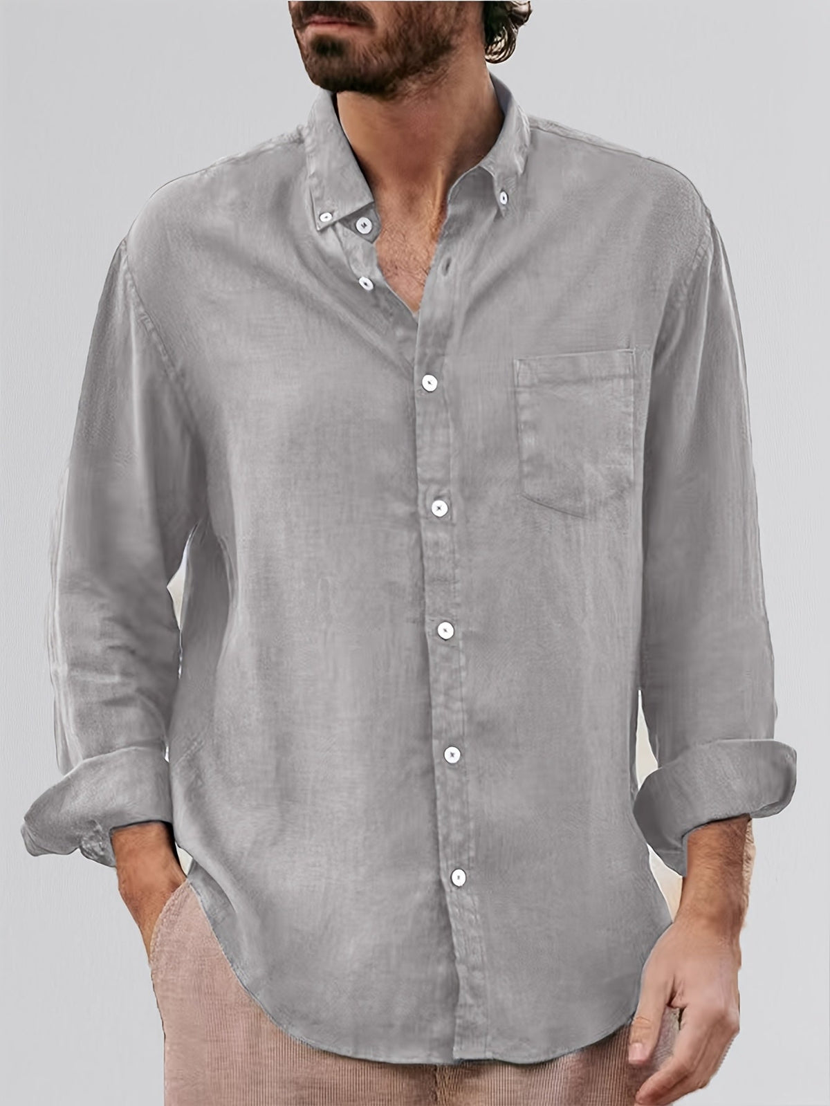 Chemise unie à col à revers