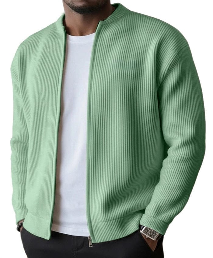Cardigan zippé en maille côtelée