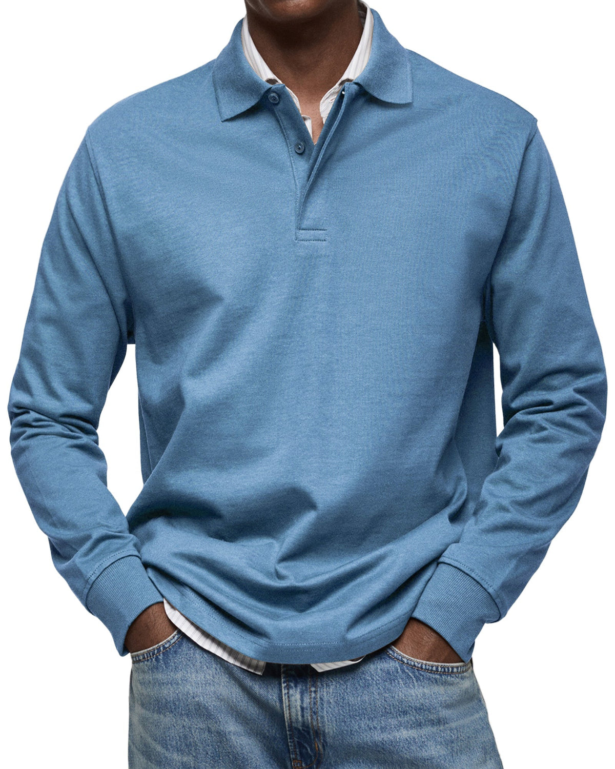 Polo à manches longues en maille fine col polo homme – Palais-Royal