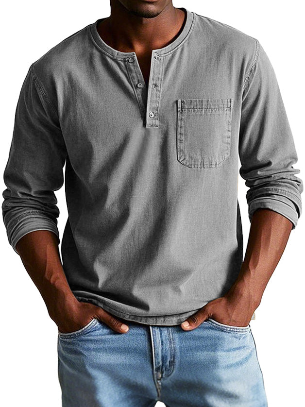 T-shirt henley vintage manches longues au style intemporel homme – Bosquet