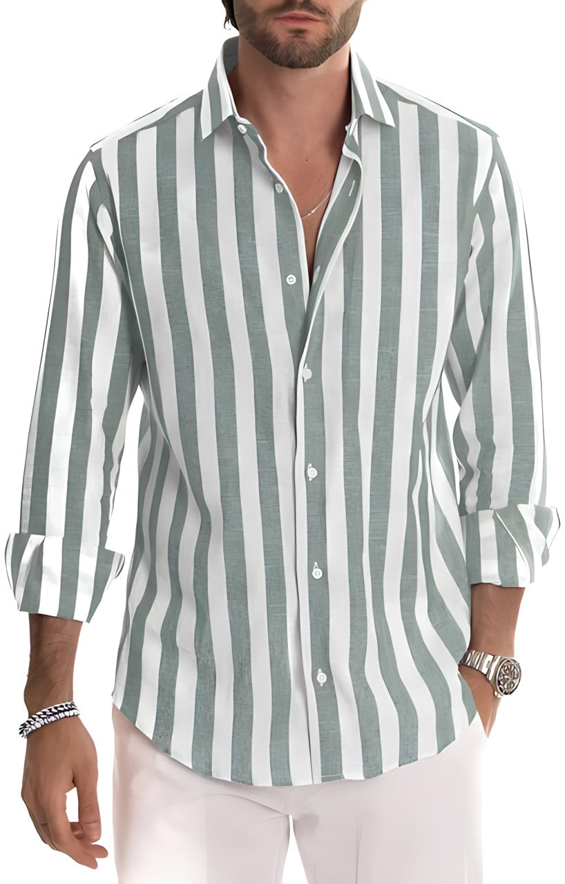Chemise rayée d'été coton mélangé légère respirante homme – Chablis