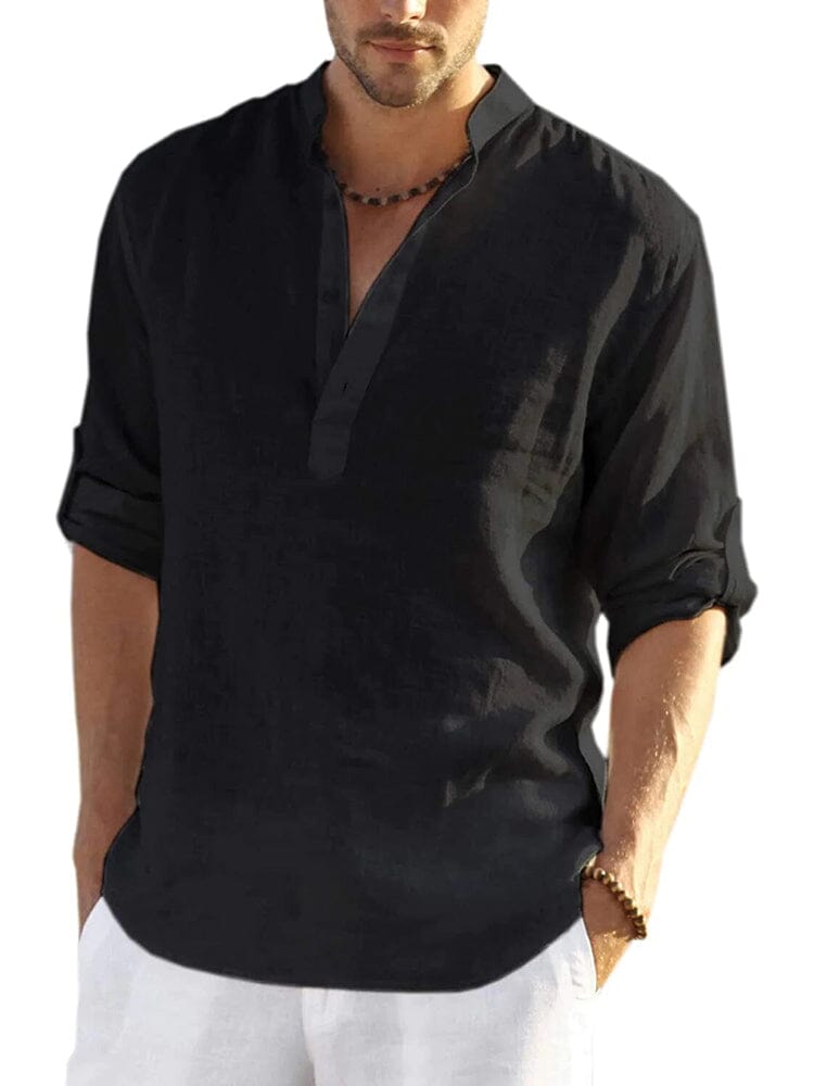 Chemise aspect lin col tunisien