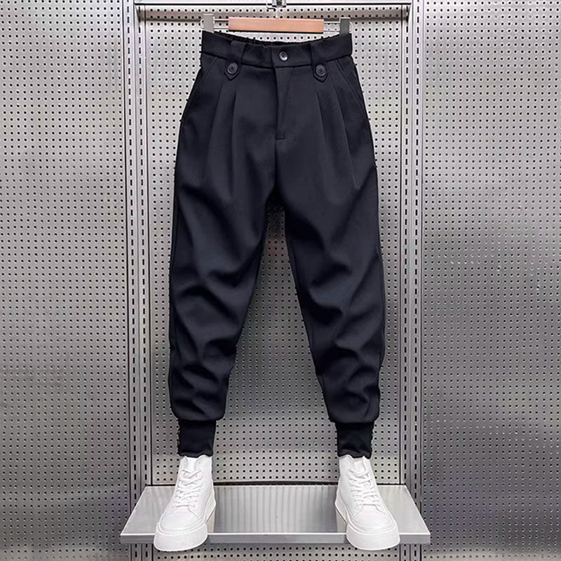 Pantalon noir ample à taille élastique
