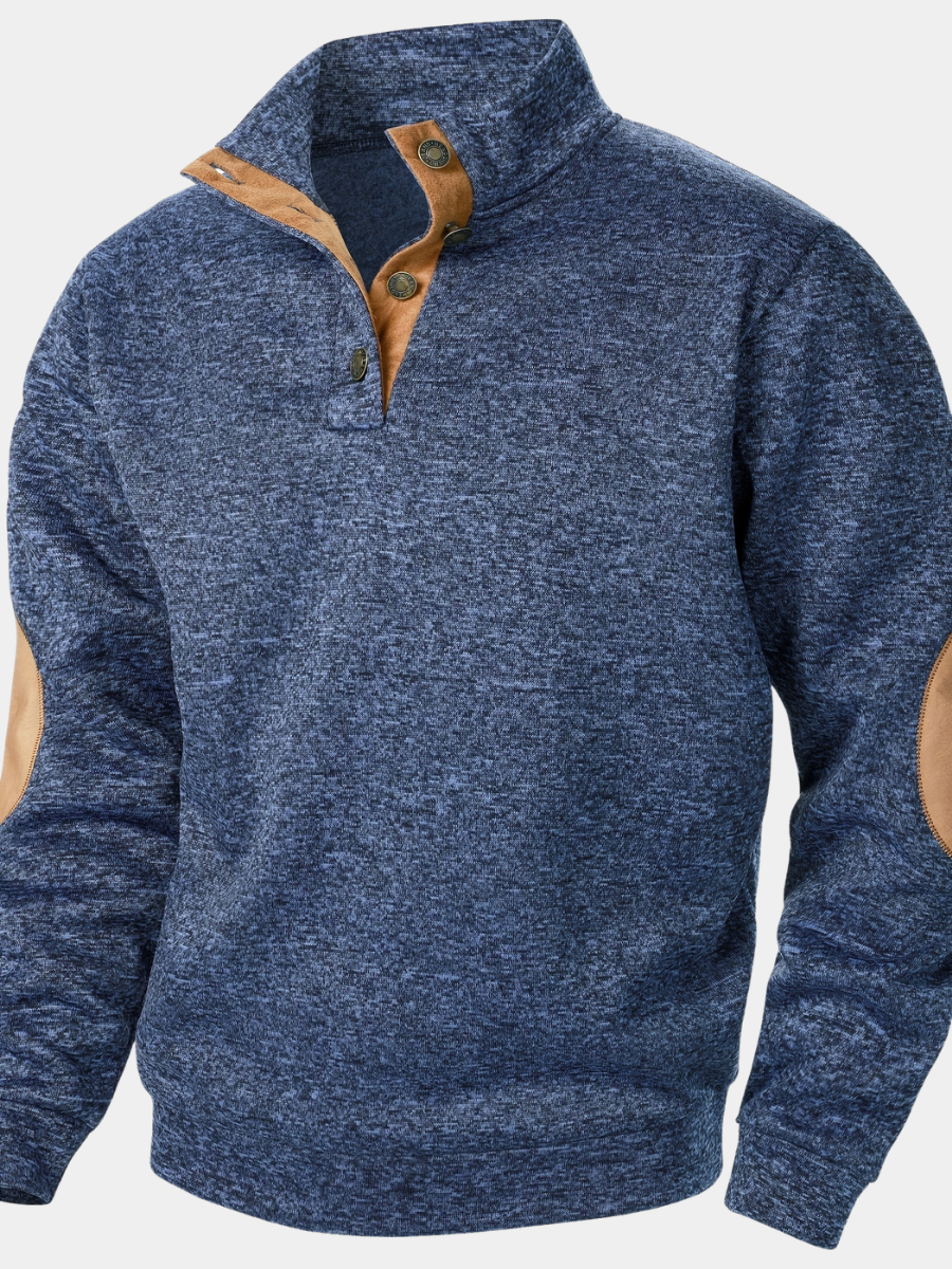 Pull en maille col montant boutonné