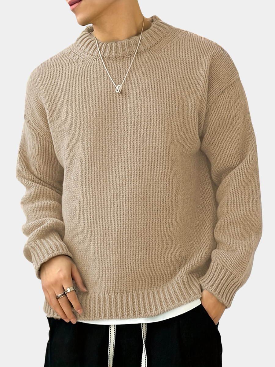 Pull col rond en maille unie