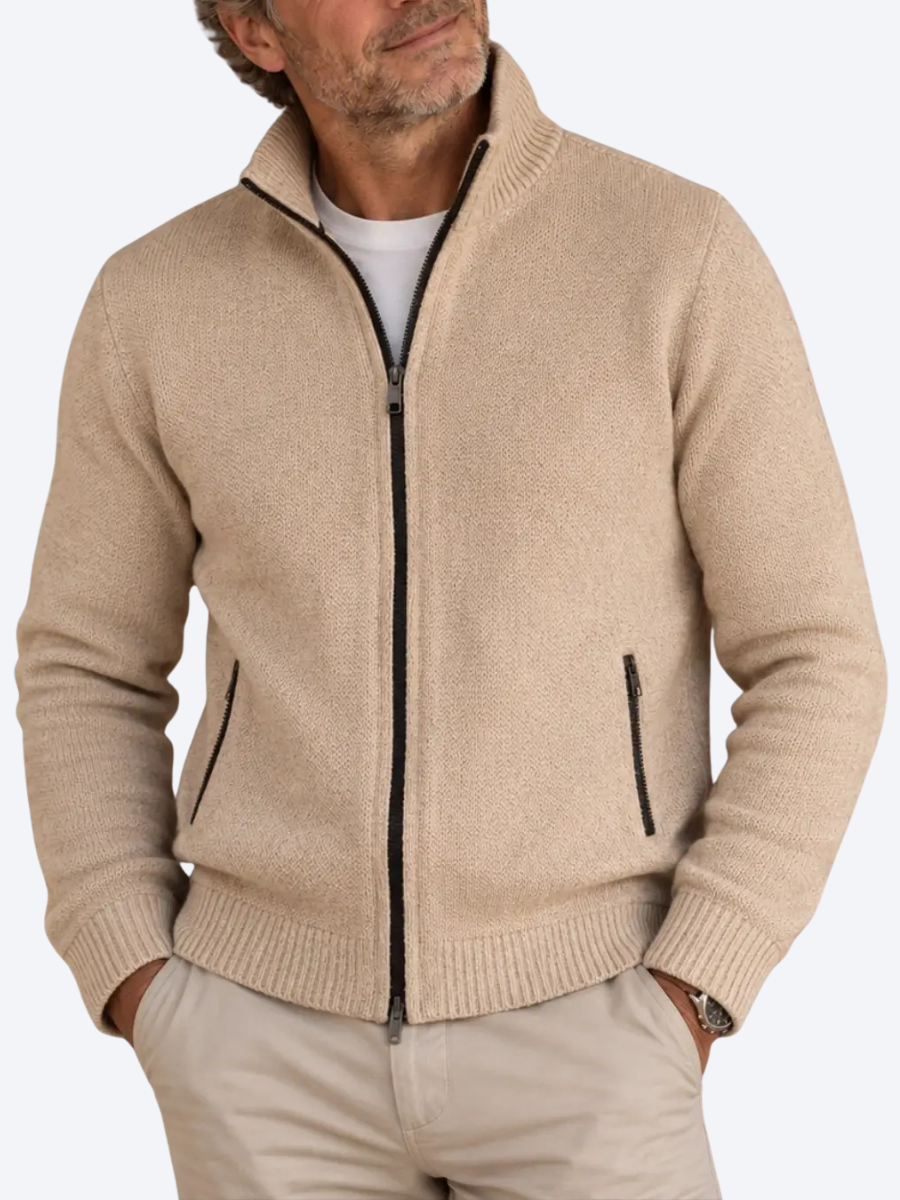 Gilet en maille zippé à col montant