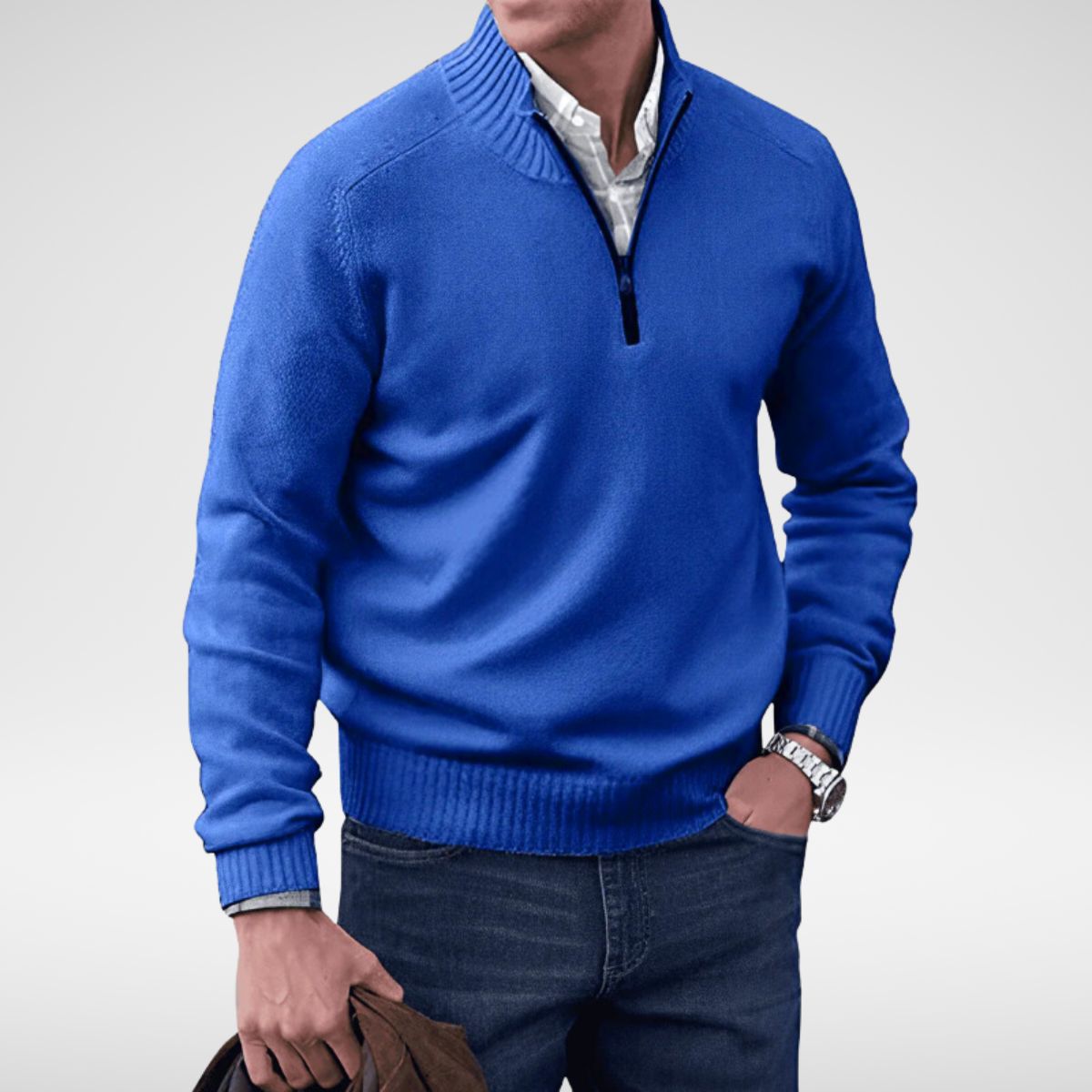 Pull col montant demi-zip