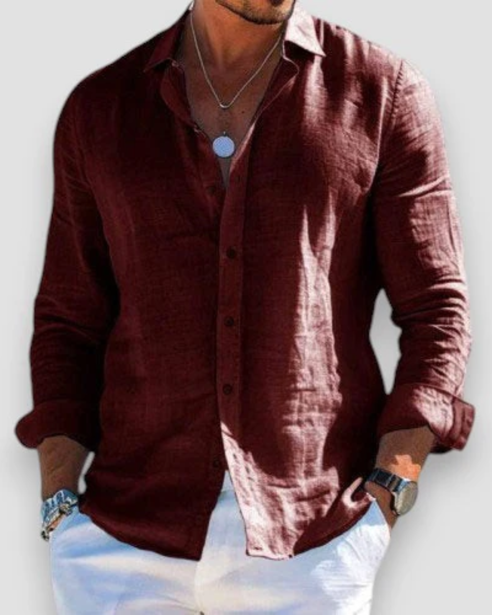 Chemise casual confortable coupe décontractée pour chaque jour homme – Bordeaux