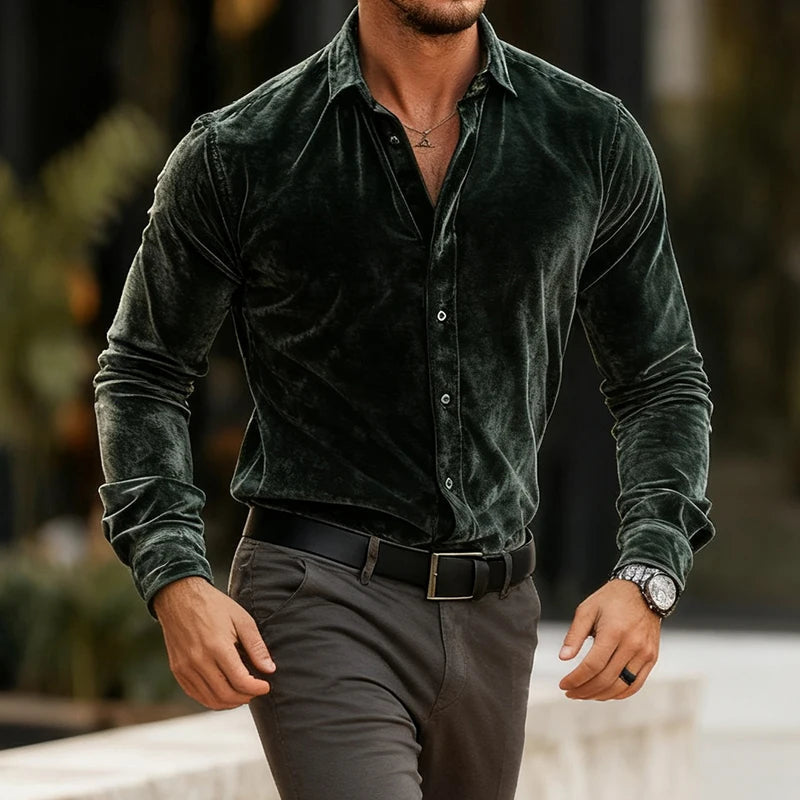 Chemise habillée en velours col structuré