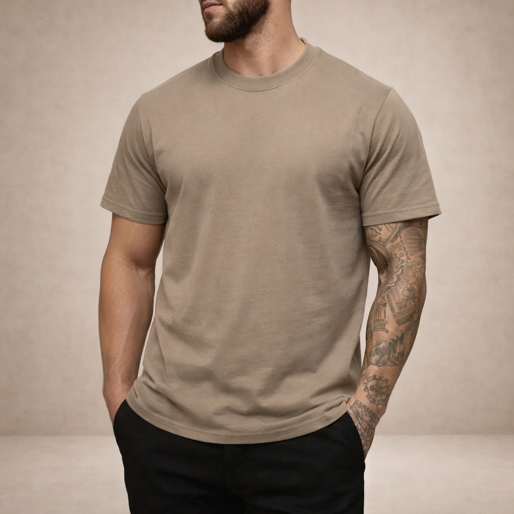 T-shirt en coton col rond coupe slim essentiel minimaliste homme – Sanguinet