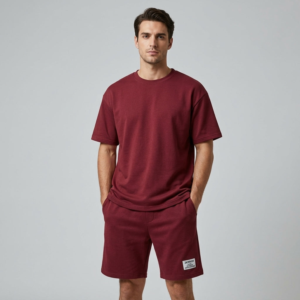 Ensemble T-shirt coupe relax et short assorti décontracté homme – Gujan-Mestras