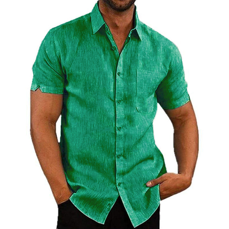 Chemise manches courtes aspect lin