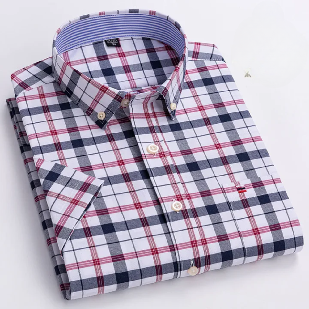 Chemise à carreaux col boutonné