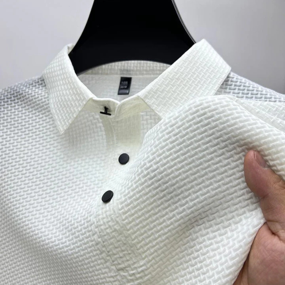 Polo texturé à manches courtes