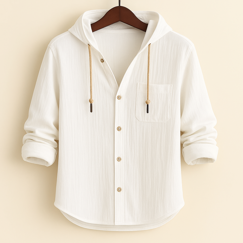 Chemise en coton doux à capuche coupe décontractée homme – Andernos