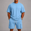 Ensemble d'été t-shirt col rond et short cargo assorti homme – Loches
