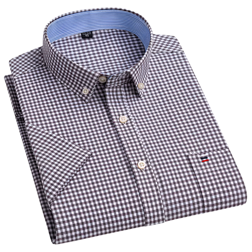 Chemise à carreaux col boutonné