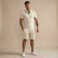 Ensemble deux pièces polo zippé et short assorti d'été homme – Landéda
